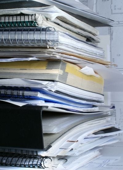 Pile of documents in office